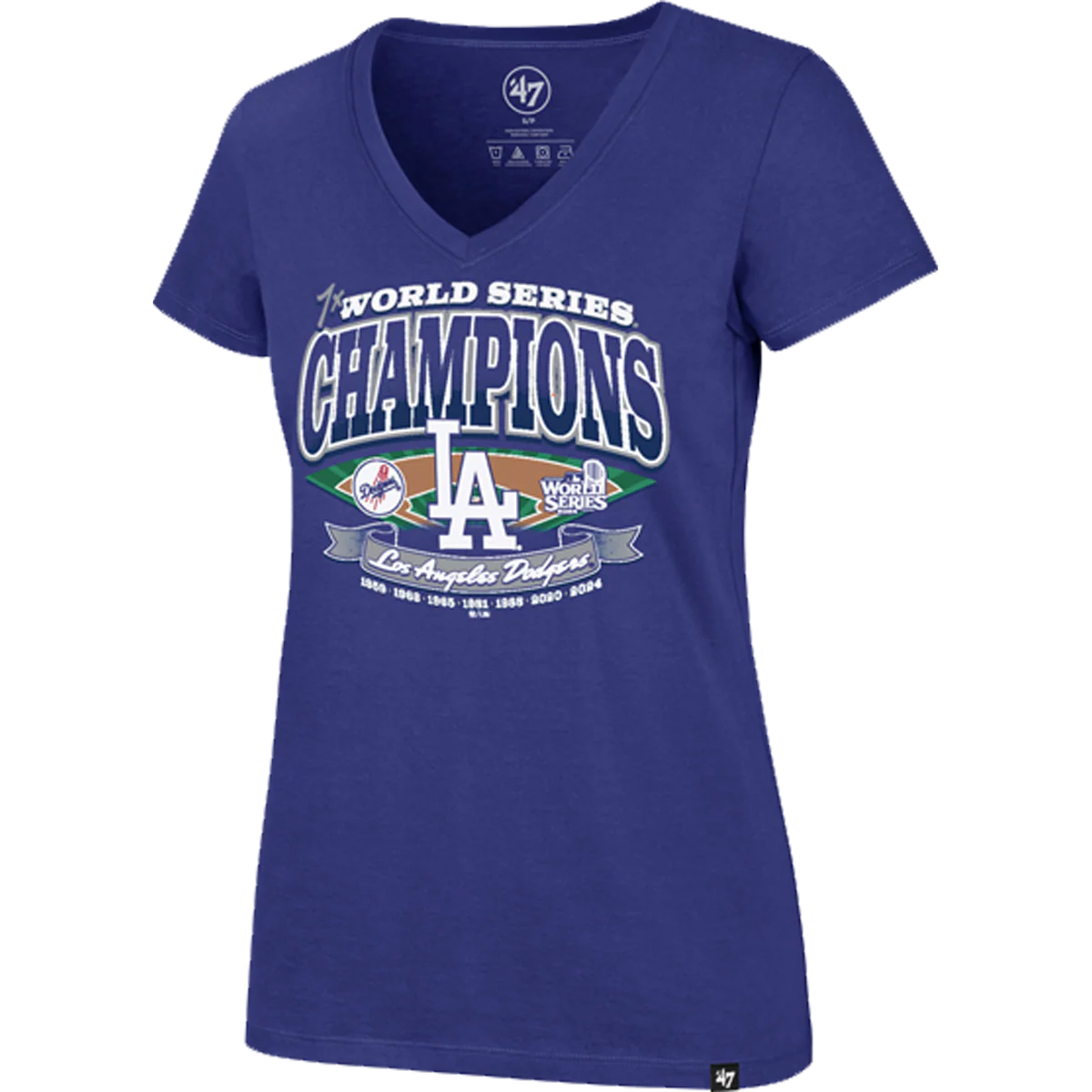 Women's Dodgers Playoff Ultra Rival V-Neck Tee - Onhollan