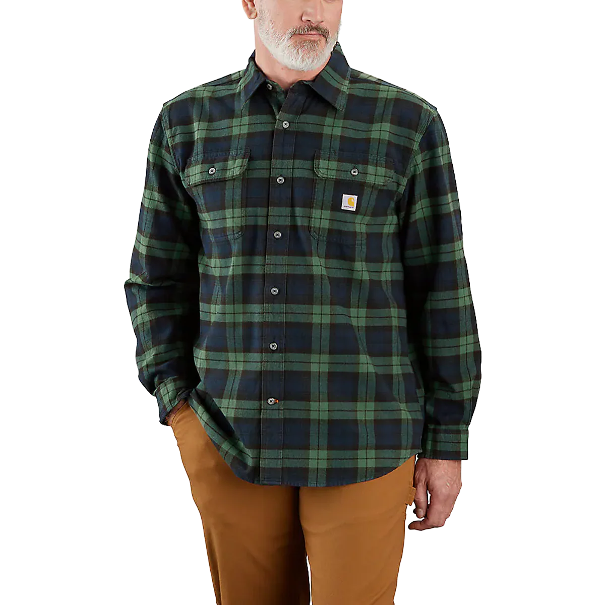 Men's Loose Fit Heavyweight Flannel Long-Sleeve Plaid Shirt - Onhollan