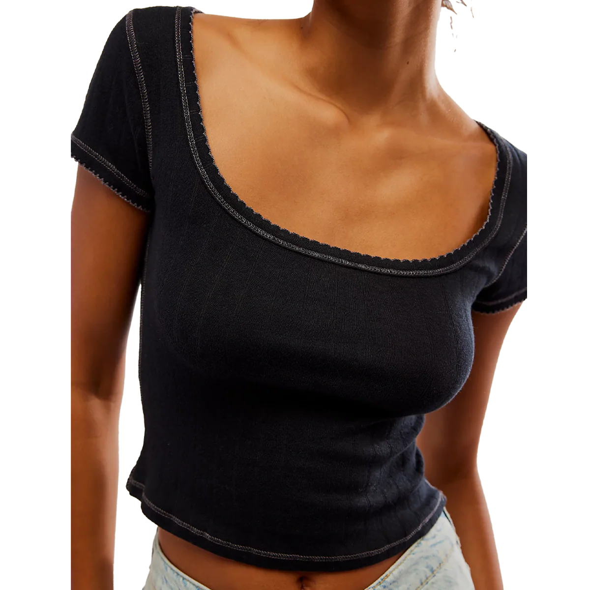 Women's End Gam Pointelle Baby Tee - Onhollan