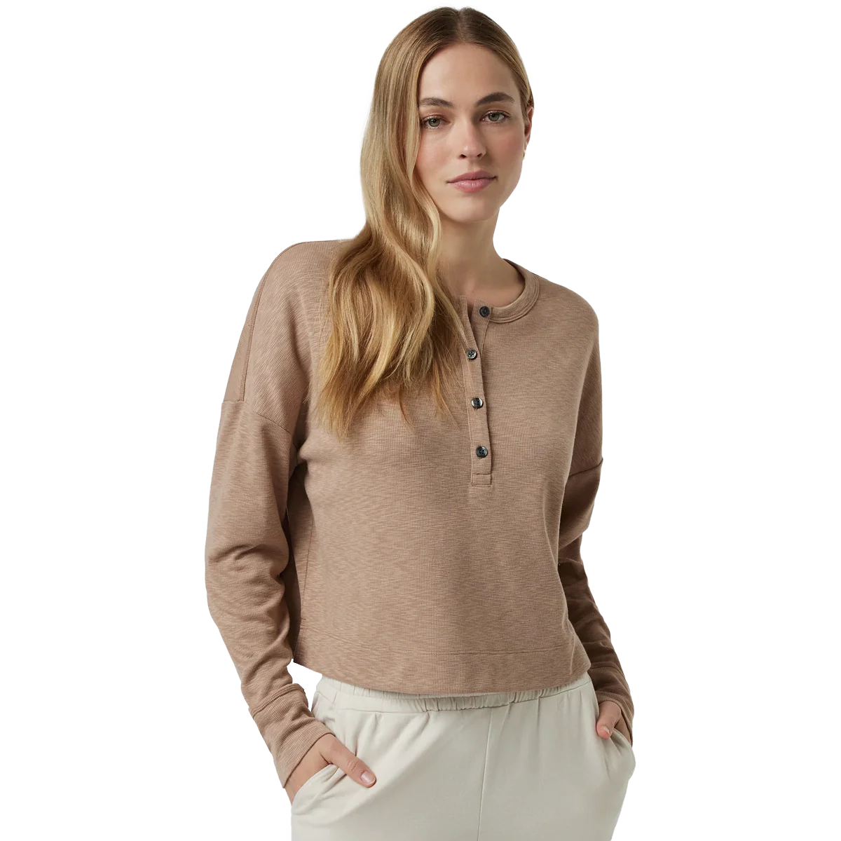 Women's Long Sleeve Sunrise Oversize Henley - Onhollan
