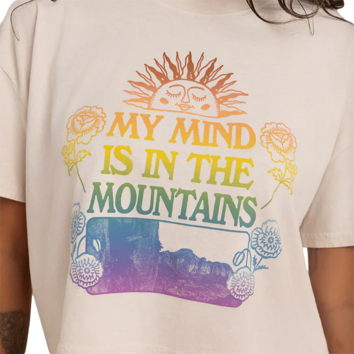 Women Mountian Cropped Boxy Tee - Onhollan