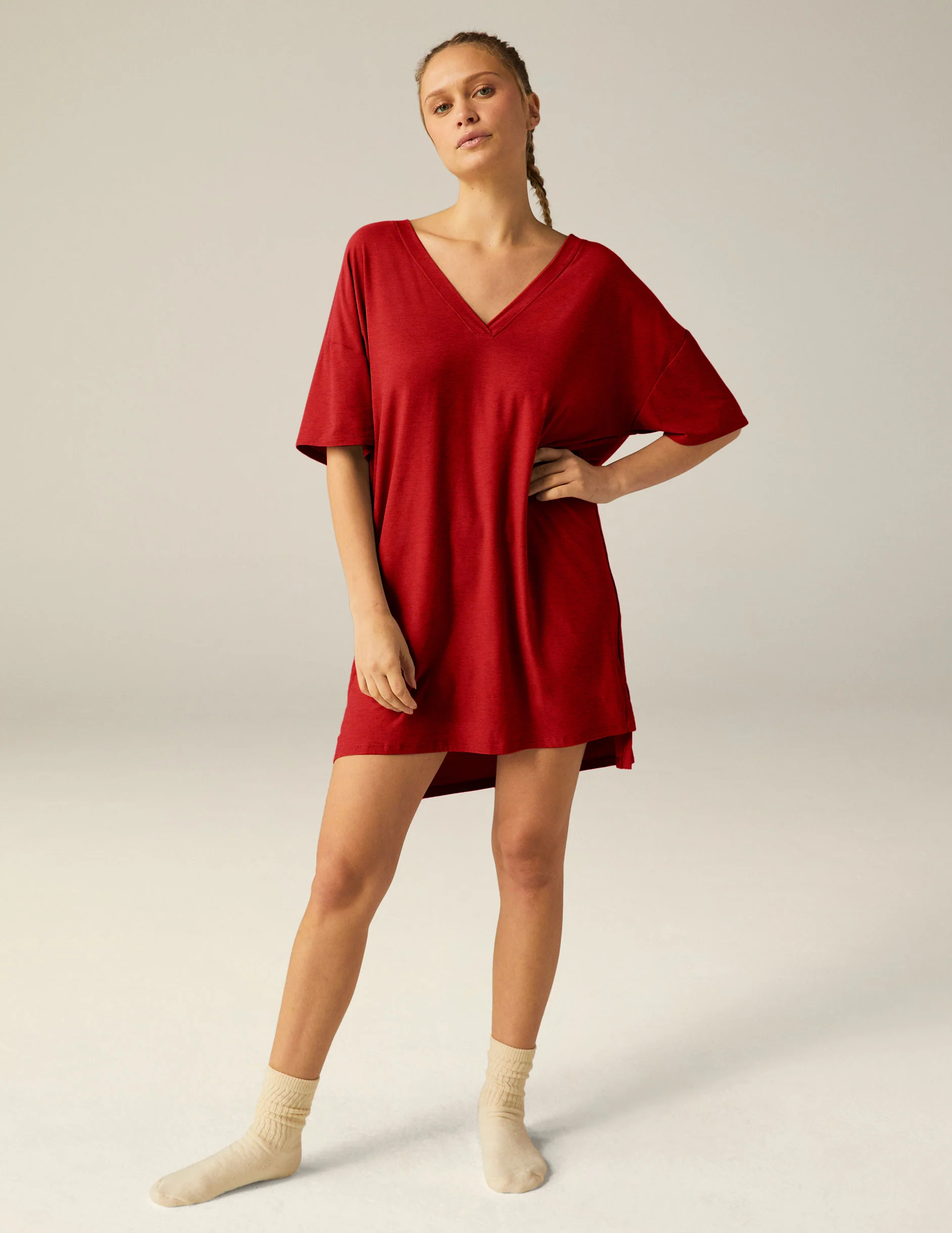 Featherweight V Rested Sleep Tee Dress - Onhollan