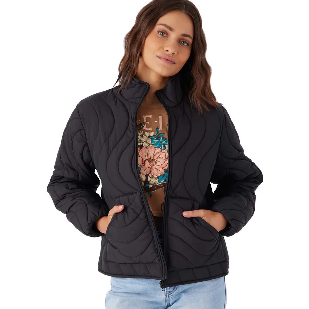 Women's Eden Nylon Wave Quilted Zip Jacket - Onhollan