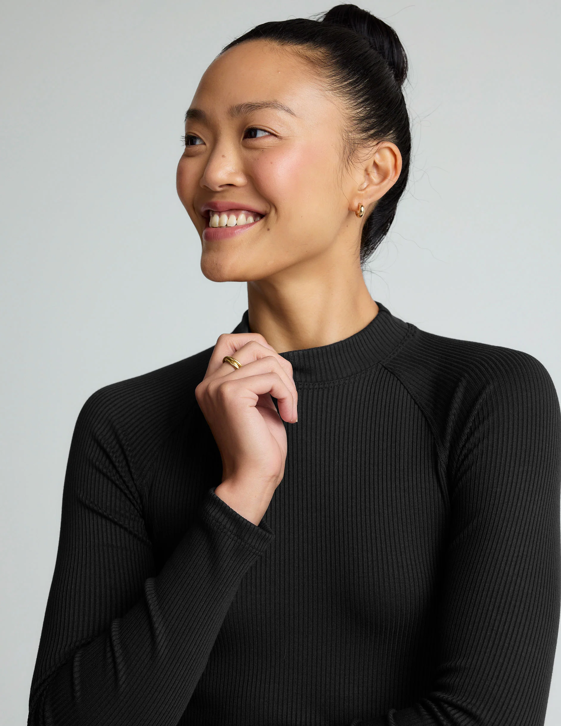 Contours Mock Neck Long Length Top - Onhollan